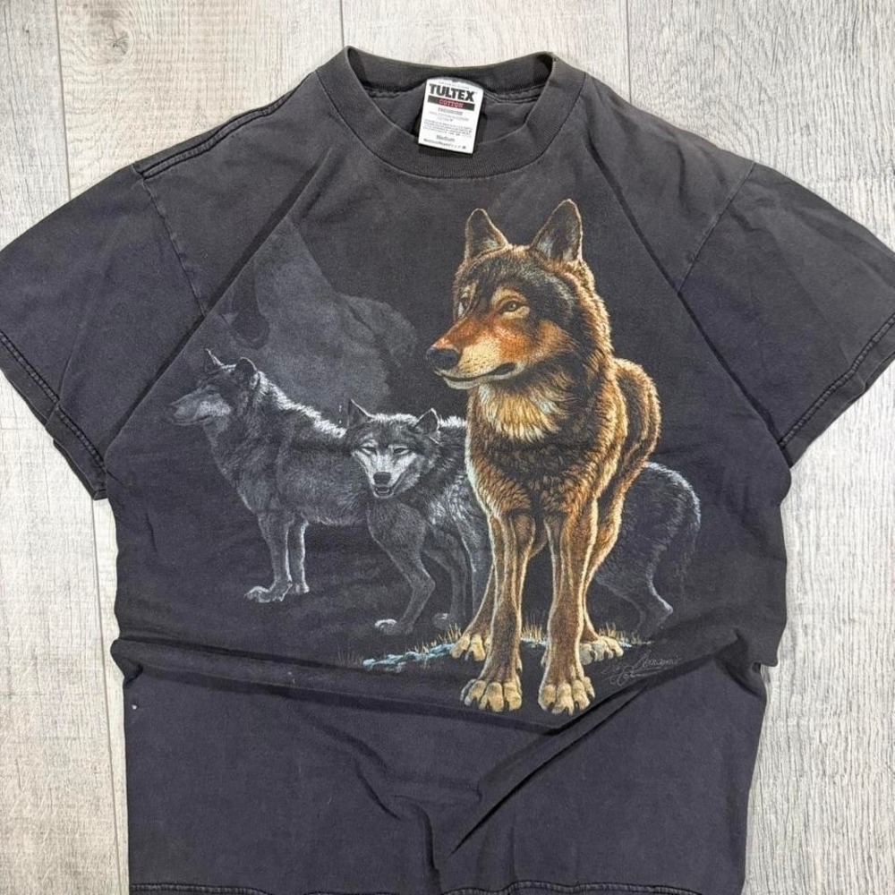 Vintage 90s nature wildlife animal all over print aop t graphic t shirt Size M - Picture 2 of 5